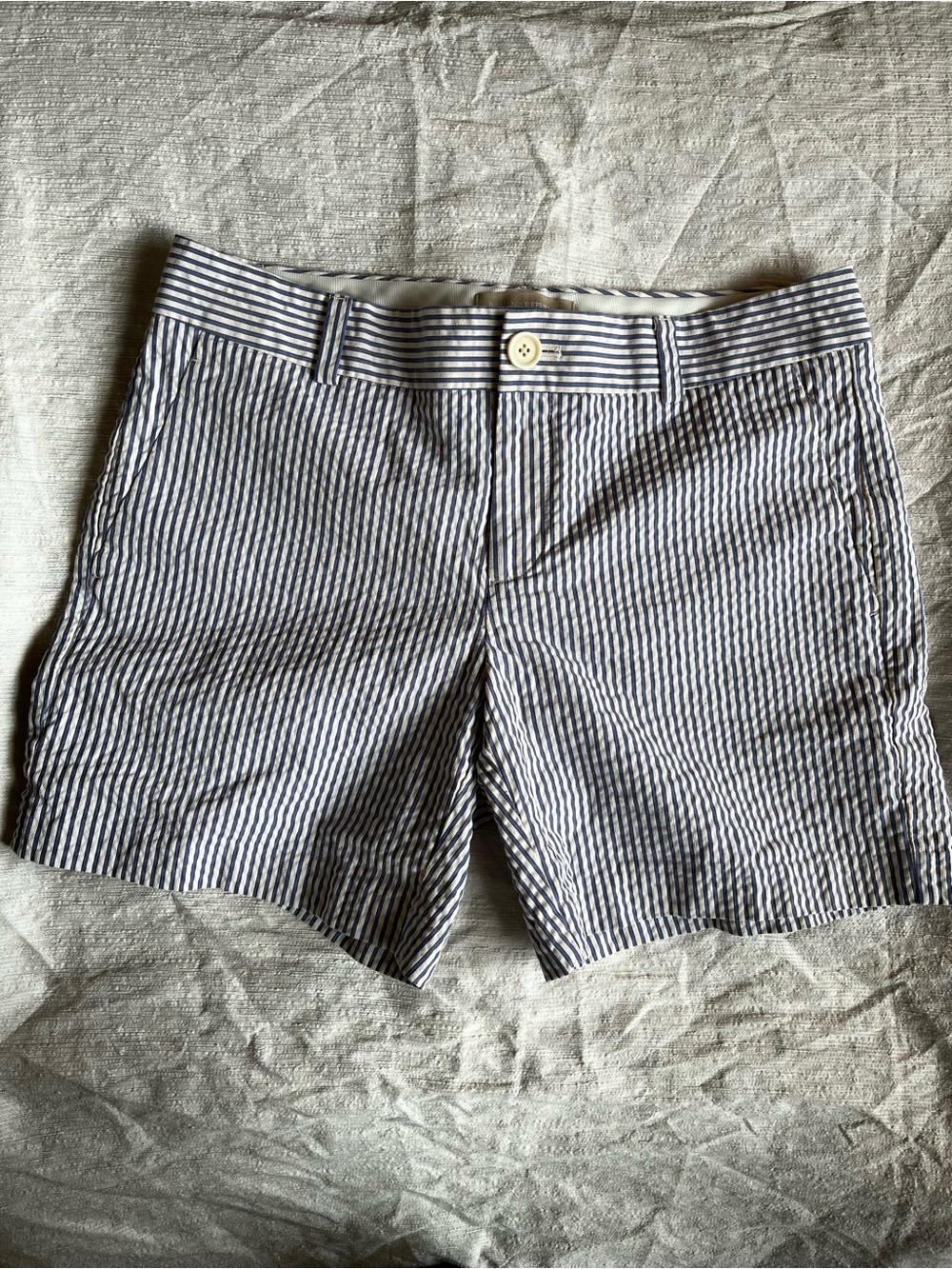 Preppy old money pinstripe New England Women's Navy Striped Cotton Shorts